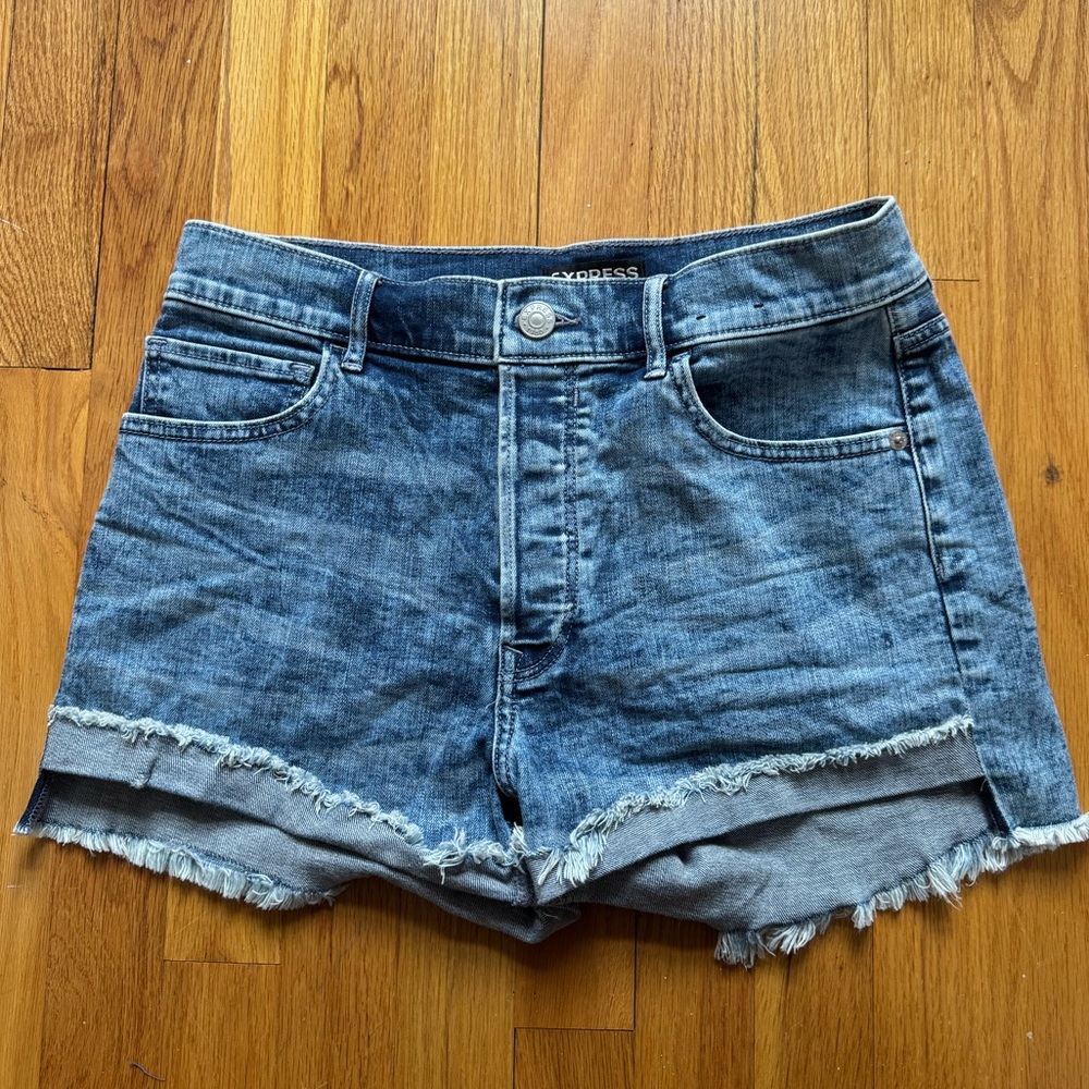 Express Hi-Rise Blue Denim Women's Shorts